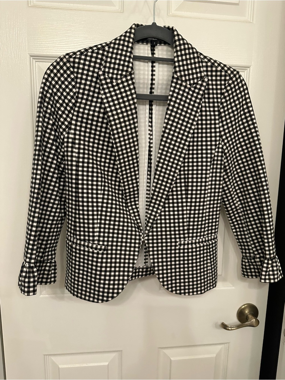 Amanda & Chelsea Black and White Gingham Blazer